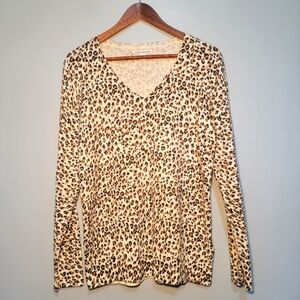 Amazon Essentials Leopard Print‎ V-neck Sweater Womens Size Large